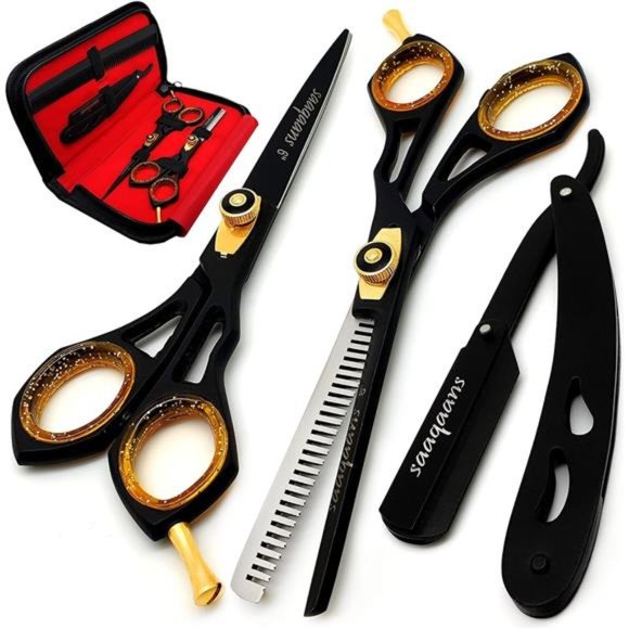 Professional Barber Shears Kit Tools - Hair Cutting Scissors Set for Hairdresser - Picture 1 of 7